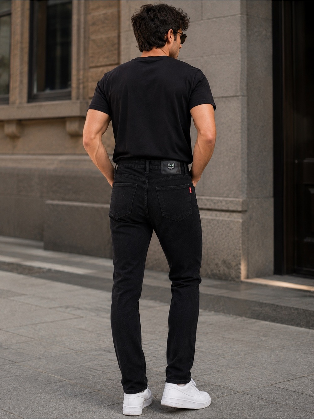 collection by michael strahan Classic Men's Black Slim Jeans -